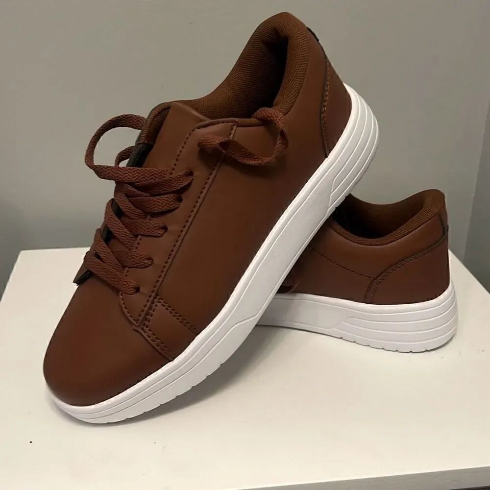 Unbranded Men's Brown Fashion Classic Solid Lace Up Sneaker Shoes Size 39